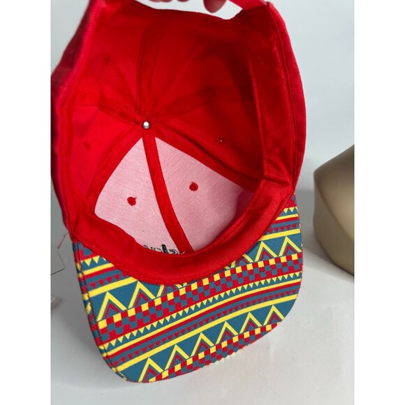 Sky Ranch Red Snapback Hat With Colorful Patterned Brim Adjustable Fit - Picture 5 of 16